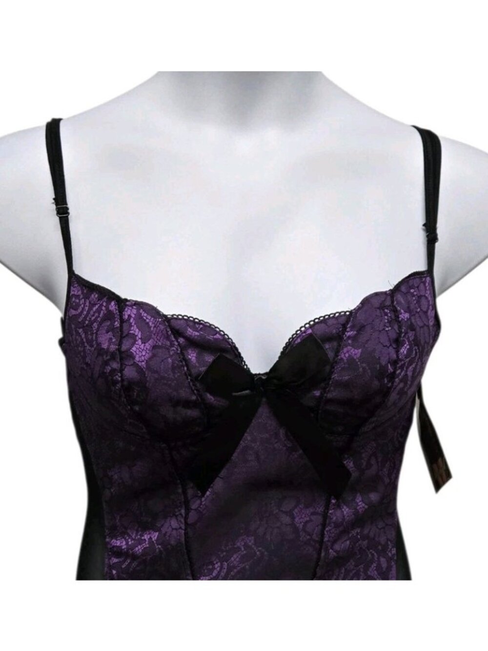Dreamgirl Lingerie  Babydoll Thong Set Purple Black Size Large Coquette Sexy - Picture 4 of 7